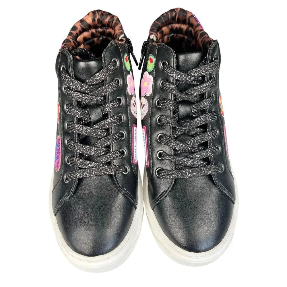 Madden Girl MJANE High Top Black Patch Sneakers Girls Size 2